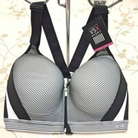 Áo thể thao Victoria's Secret có mút khóa kéo trước ren đen màu trắng 667540581392 ( TH7934 )