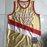 Áo thêu tinh tế nam Portland Trail Blazers Clyde Drexler Mitchell Ness 1991-92 Vàng Hardwood Classics Jersey