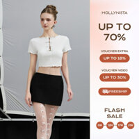 Áo thiết kế babytee 4 nơ nút bạc MOLLYNISTA thanh lịch dễ thương quyến rũ cao cấp