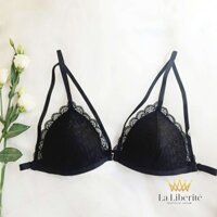 [Áo thiết kế] Bralette đen ren lưng hoa nhí