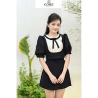 Áo thiết kế nữ MIYEAON TOP áo kiểu tiểu thư dáng croptop cộc tay cổ nơ cúc ngọc tôn dáng thanh lịch cobe.official
