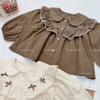 Áo thô cổ sen đính nơ bèo ngực QCCC