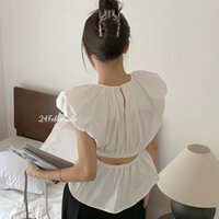 Áo thô tay hến bồng khoét lưng phong cách ulzzang Hàn Quốc XTT AK40