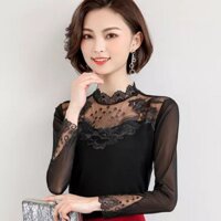 Áo thu đông áo giữ nhiệt nữ thun dài tay phối ren