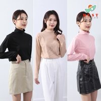 Áo thu đông cao cổ lót nhung mềm mại thanh lịch chất lượng, áo giữ nhiệt cao cổ Hàn Quốc