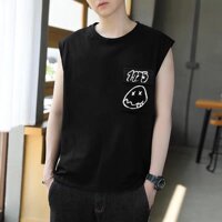 Áo thu sát nách unisex form rộng 1975 nam nữ ulzzang Wind - Đen,FreeSize dưới 70kg
