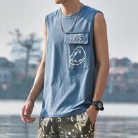 Áo thu sát nách unisex form rộng 1975 nam nữ ulzzang Wind - Xanh Bích,FreeSize dưới 70kg