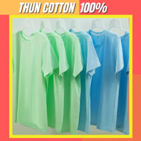 Áo thun 100% unisex cotton trơn màu xanh pastel , áo phông cổ tròn bassic mềm min, co giãn 4 chiều 10 -70kg