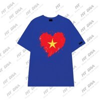 Áo thun 2025 bigsize 110kg local brand cặp đôi unisex form rộng cotton MYDNA TRÁI TIM CỜ ĐỎ SAO VÀNG
