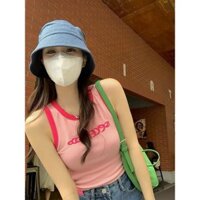 Áo thun 3 lỗ nữ, áo thun croptop co giãn, logo thêu.