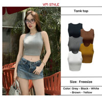 Áo thun 3 lỗ nữ VM STYLE form ôm croptop sát nách trơn nhiều màu basic thời trang mùa hè ATU00809