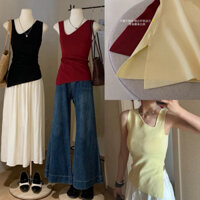 Áo thun 3 lỗ nữ  WGWE tà chéo dáng ôm trơn basic QC cao cấp