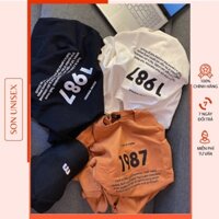 Áo thun 3158 cotton 1987 dày dặn cho nam và nữ, Áo phông 3158 cotton khô và nhung