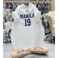 Áo Thun 3158 In Chữ MANILA Form Rộng Unisex Chất Cotton Khô Loại 1, Thoáng Mát, Thấm Hút Mồ Hôi B324