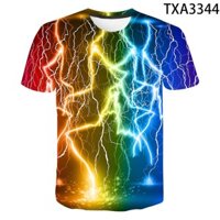 Áo thun 3D sấm sét và sấm sét thời trang đường phố dành cho nam và nữ XS-3XL