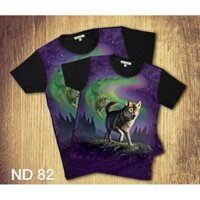 Áo thun 3D tay ngắn hình chó sói
