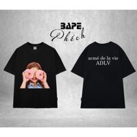 ÁO THUN ADLV BÉ DONUT HỒNG FORM RỘNG UNISEX VẢI 100% COTTON HAI CHIỀU CAO CẤP 280GSM - BAPE PHẾCH