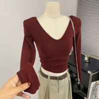 Áo thun ấm áp mùa đông Áo thun dài tay gợi cảm cho nữ