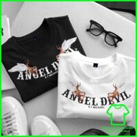 Áo Thun Angel Devil Nam Nữ Form Rộng Cổ Tròn, Áo Phông Angel Devil Nam Nữ Tay Ngắn Chất Cotton Mẫu 23