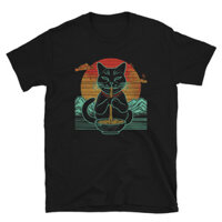 Áo thun Anime Nhật Bản Ramen Cat Retro - Mì Retro Kawaii Graphic Tee