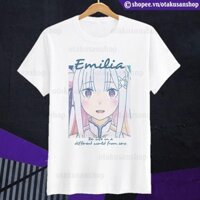 Áo thun anime Re:Zero Emilia Art ngắn tay