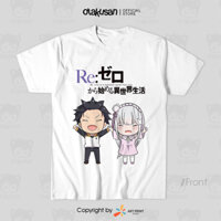 Áo thun anime Re:Zero Subaru & Emilia Chibi ngắn tay