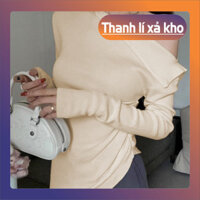 Áo thun áo len nữ áo kiểu dệt kim áo trễ vai tay dài áo chiết eo thời trang thu đông phong cách Hàn Quốc L232 G-17.1