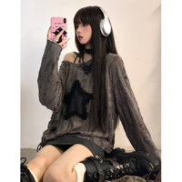 Áo Thun áo len tay dài Áo sweater Thiết Kế Khoét Lỗ Hình Ngôi Sao Phong Cách Mỹ Thời Trang Mùa Thu Mới Cho Nữ style hàn quốc