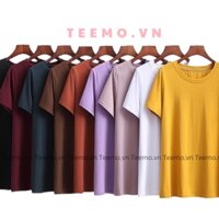 Áo thun áo phông tay lỡ tay cộc trơn cổ tròn rộng TTC01 nam nữ nhiều mẫu form unisex vải thun co dãn Teemo.vn