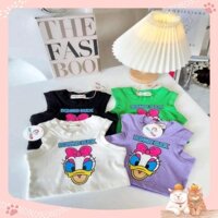 Áo thun ba lỗ cho bé gái Cotton gân co giãn mềm mát Cổ tròn Kawaii bebe