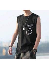 Áo thun ba lỗ cotton - Đen - FreeSize