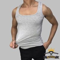 Áo thun ba lỗ nam 3 lỗ sát nách cổ vuông dáng ôm body tập gym chất thun co giãn U07 - Xám trắng - 3XL 72 - 80kg1m70