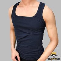 Áo thun ba lỗ nam 3 lỗ sát nách cổ vuông dáng ôm body tập gym chất thun co giãn U07 - Xanh đen - L 52 - 58kg 1m70