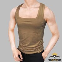 Áo thun ba lỗ nam 3 lỗ sát nách cổ vuông dáng ôm body tập gym chất thun co giãn U07 - Kem đậm - L 52 - 58kg 1m70