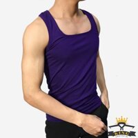 Áo thun ba lỗ nam 3 lỗ sát nách cổ vuông dáng ôm body tập gym chất thun co giãn U07 - Tím - L 52 - 58kg 1m70