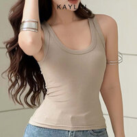 Áo thun ba lỗ nữ sát nách basic khoét cổ phong cách, cá tính chất co giãn thun gân 4 chiều