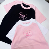 [ÁO THUN BABY TEE] PHỐI TAY ÁO IN CHỮ IN CALL ME BABY