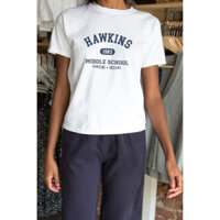 Áo Thun Babytee Hình In Hawkins Vintage Phong Cách Âu Mỹ