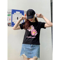 Áo thun BabyTee in hoa phối màu - Đen Basic