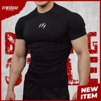 Áo thun BabyTee nam form ôm body tập gym phối logo giữa ngực chất thun gân co giãn men sport