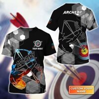 Áo thun bắn cung thời trang mùa hè ✷ ❈ In hình Người chơi đội bắn cung Tên cá nhân Áo thun nam Unisex Áo quá khổ thông thường