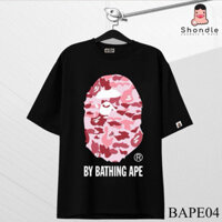 Áo Thun BAPE Cao cấp 100% Cotton Logo hồng cá tính - áo Phông unisex nam nữ đầy đủ bọc tag