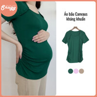 Áo thun bầu Canvaus, cổ vuông, tay ngắn, kháng khuẩn Snugg - SNU2062