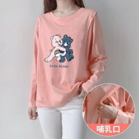 ÁO THUN BẦU TAY DÀI XUÂN THU 2024 - Form rộng thảo mái, cotton 100% mềm mịn - Thời trang bầu Hàn Quốc sang trọng