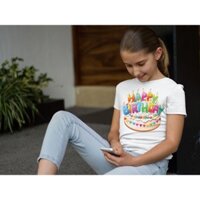 Áo Thun Bé Gái - Happy Birt day - Unisex Cao Cấp -SKT20-00187