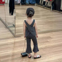 Áo Thun Bé Gái Phong Cách Hàn Quốc Trẻ Em Chữ Thập Dây Lưng Áo Vest Không Tay Thời Trang Cho Bé Gái Quần Áo