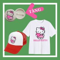 Áo thun bé trai bé gái Sanrio, Kuromi, My Melody, Hello Kitty, Purin, Chococat... Kèm Mũ lưỡi trai, Kèm huy hiệu
