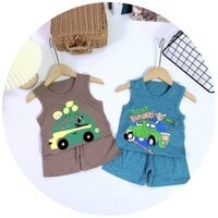 áo thun bé trai combo 5 bộ ba lỗ hoạ tiết hình ô tô ngộ nghĩnh đáng yêu size từ 8-18kg chất liệu cotton co giãn 2 chiều