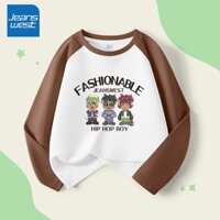 Áo thun bé trai Jeanswest 100% Cotton trẻ em Raglan Áo thun dài tay thời trang thông thường