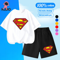 Áo thun bé trai KUDO chất vải cotton trẻ em họa tiết đội siêu nhân Superman, ms SUP 02